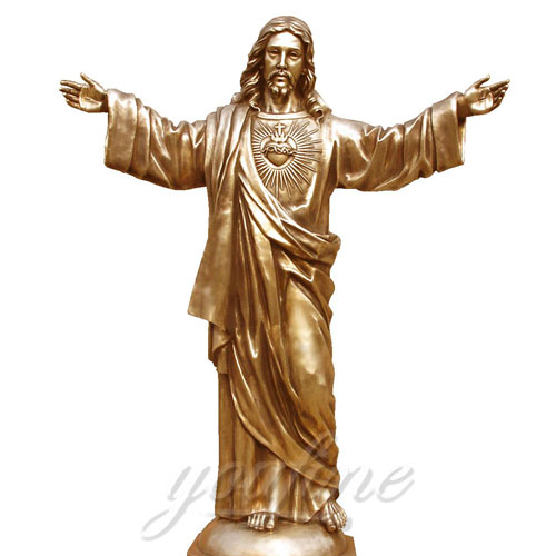 Indoor Shining Bronze Sculpture Jesus Christ Statue for Church