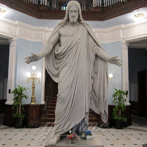 Praying Home Interior Decorative White Marble Jesus Statue With Open Hand