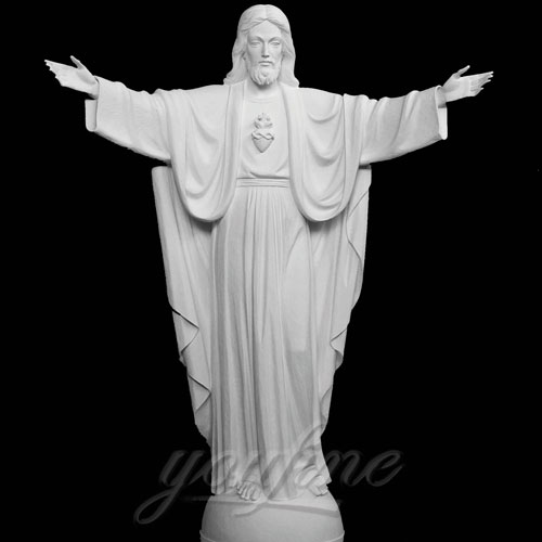 Praying with Open Arm White Natural Marble Jesus Statue on Sale