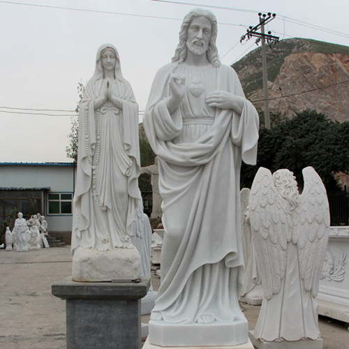 Sacred Heart of Jesus Christ Statue White Marble Sculpture for Garden Decor for Sale CHS-736