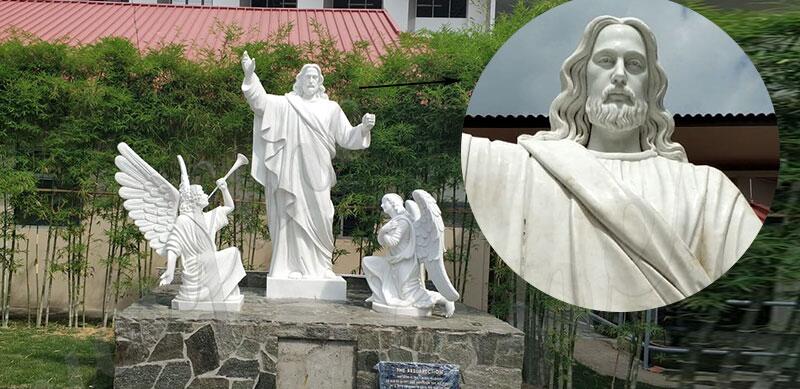 white-marble-jesus-statues-with-angels-design-for-church-from-Singapore-for-sale