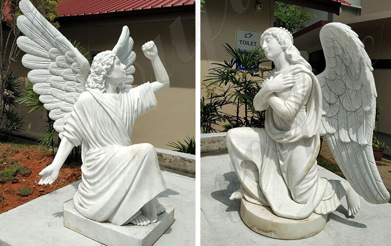 white-marble-outdoorjesus-statue-with-angels-design-for-church-from-Singapore-for-sale