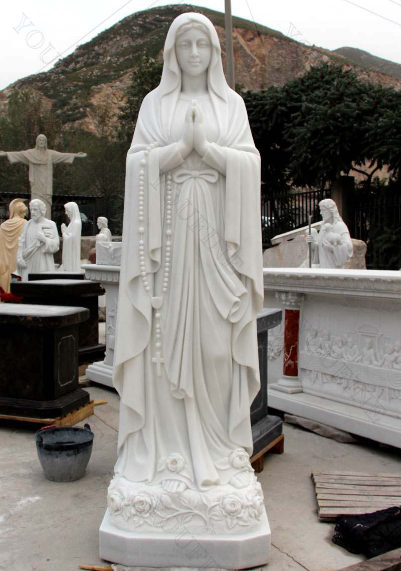 Hand Carved Religious Life Size Marble Mary Statues Garden Sculpture