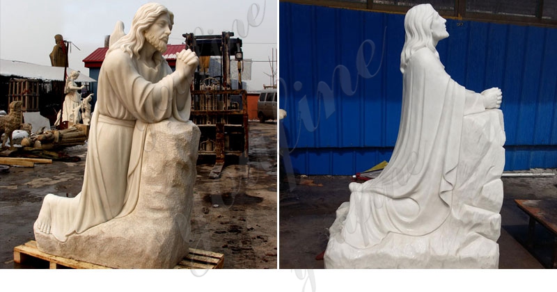 Religious Garden Sculpture Jesus Kneeling and Praying