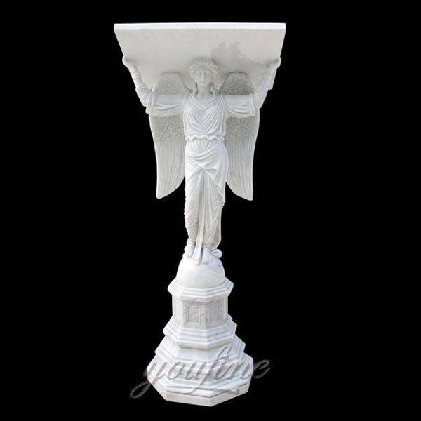 Church Interior Decoration White Angel Marble Pulpit Table for Sale