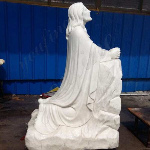 Famous Life Size Catholic White Marble Kneeling Prayer Jesus Statue Statue for Sale