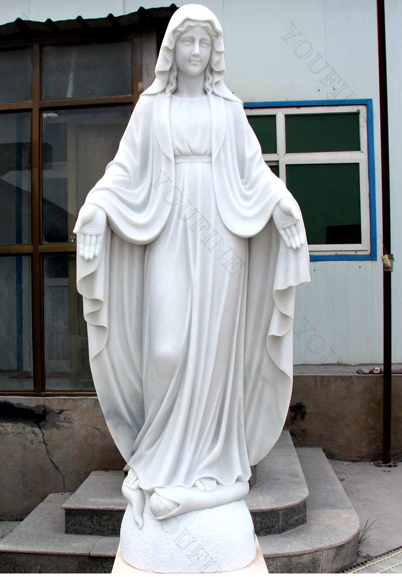 Life Size Catholic White Marble Mother Mary Statue for Sale