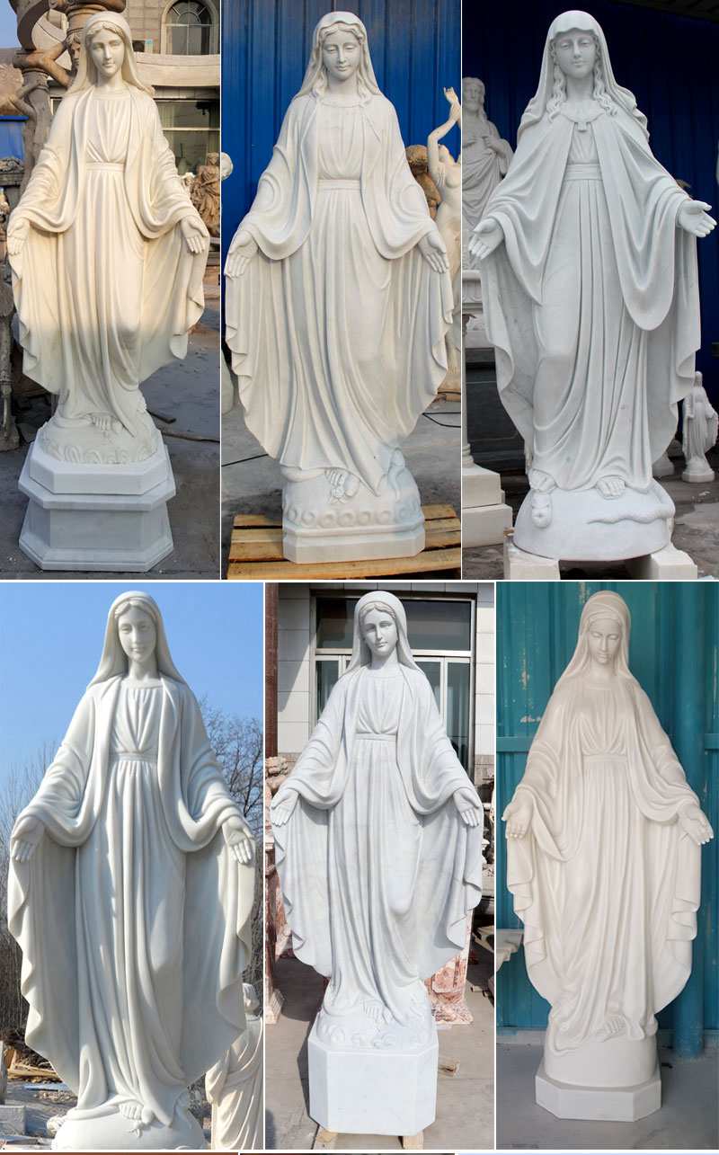 Life Size Catholic White Marble Mother Mary Statue