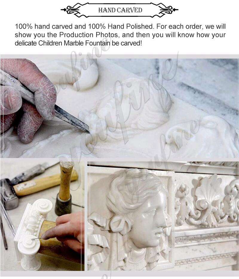 process of Fatima with Children Marble Statues