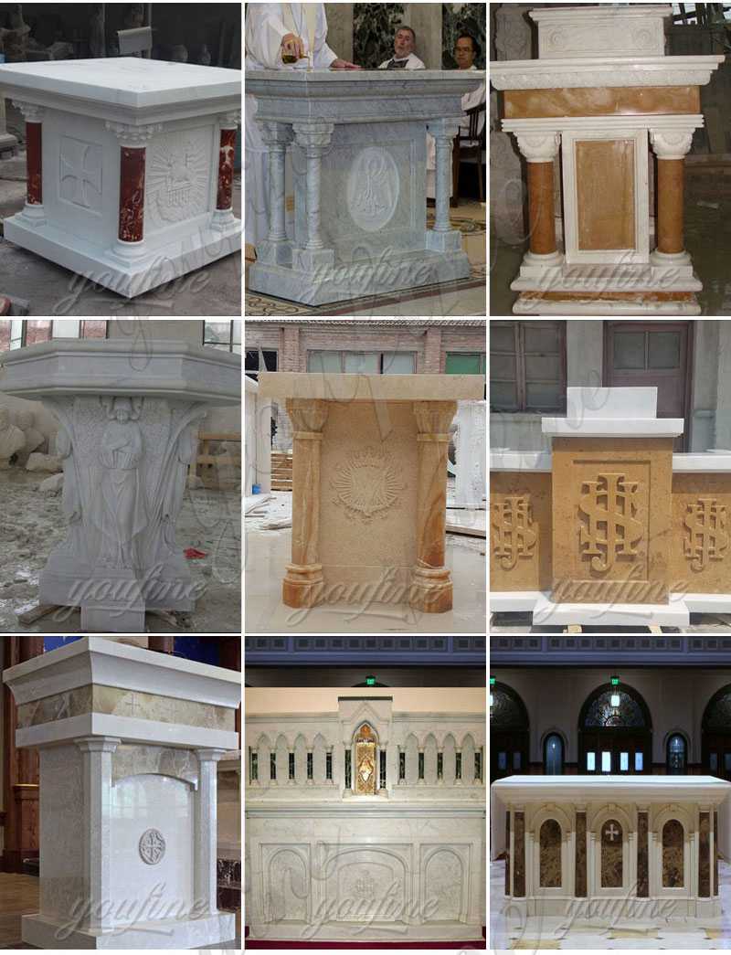 White Marble Altar with Columns for Church Suppliers