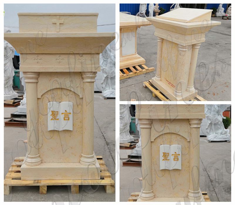 Church Natural Beige Marble Pulpit for Sale