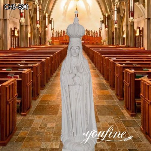 Hand Carved Religious Marble Our Lady of Fatima Statue for Sale