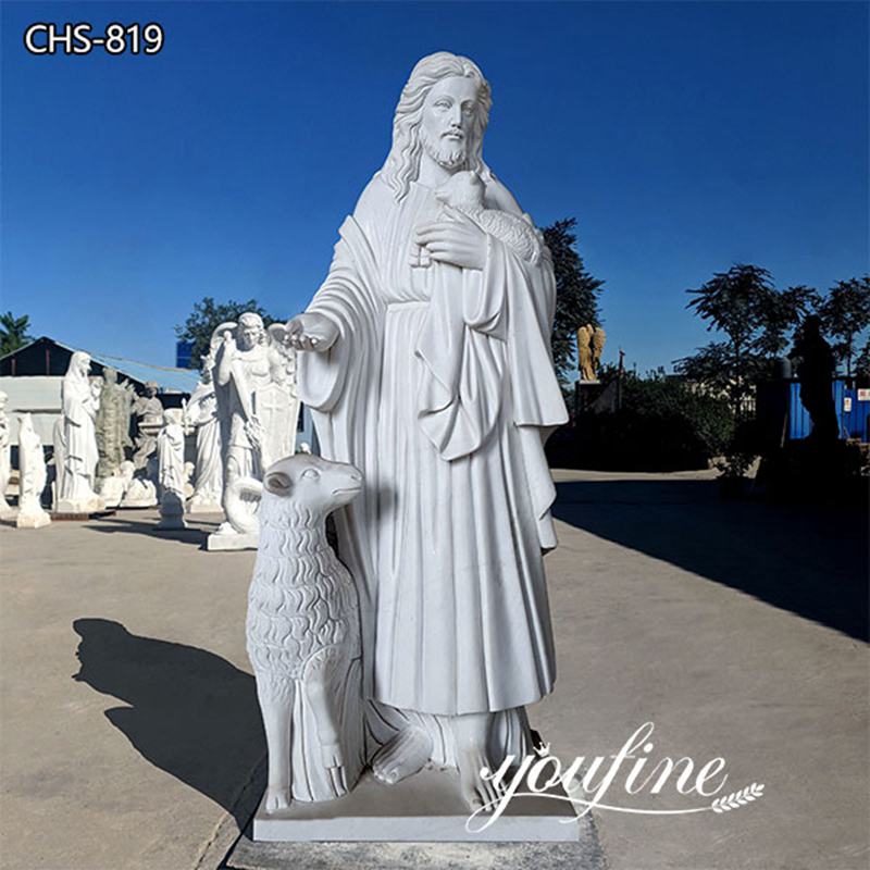 Catholic Garden Marble Jesus and Lamb Statue for Sale CHS-819