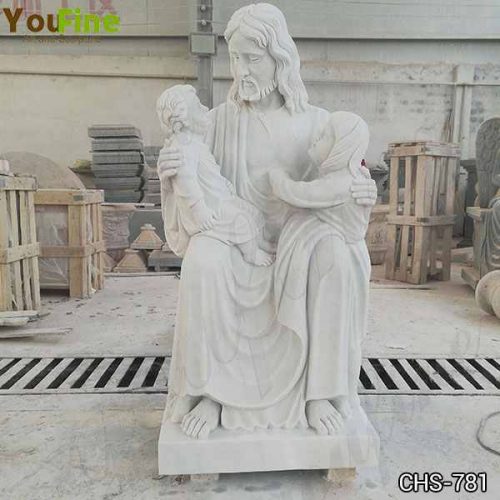 Marble Jesus with Children Statue Church Garden Decor for Sale