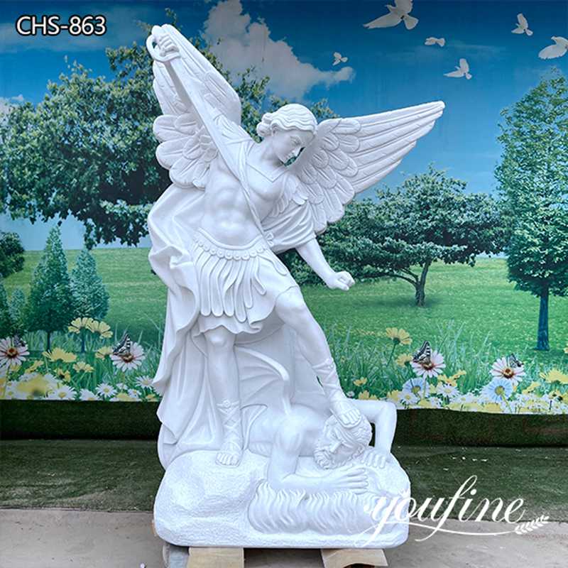 White Marble Archangel Michael Statue Guardian Angel for Sale CHS-863