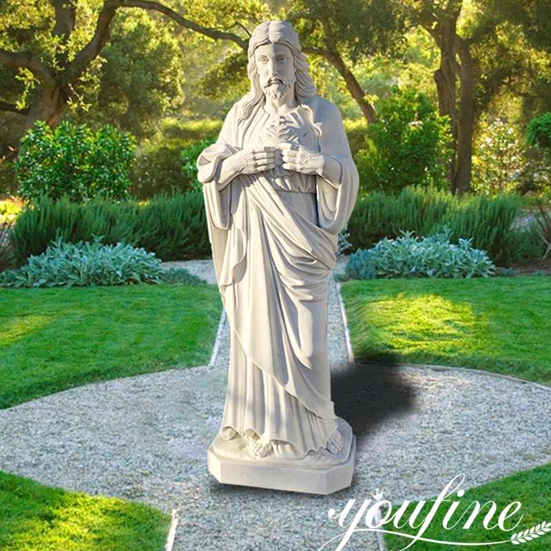 Marble Jesus statue with Sacred Heart-YouFine Sculpture