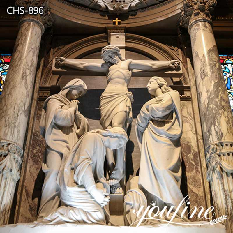 marble cross Jesus statue-YouFine Sculpture