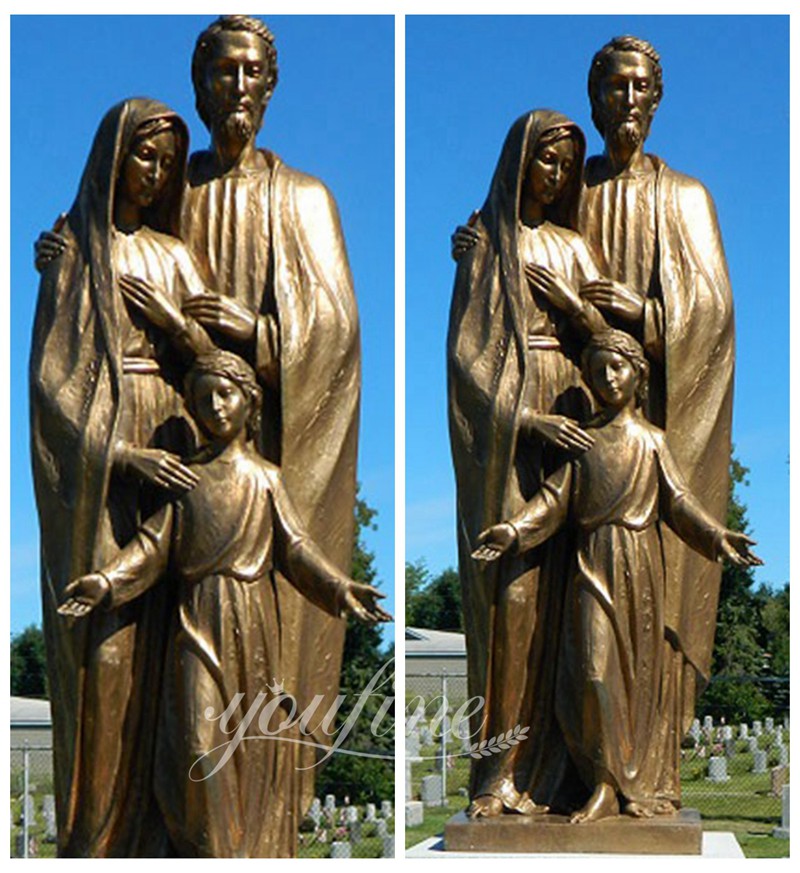 bronze holy family statue details