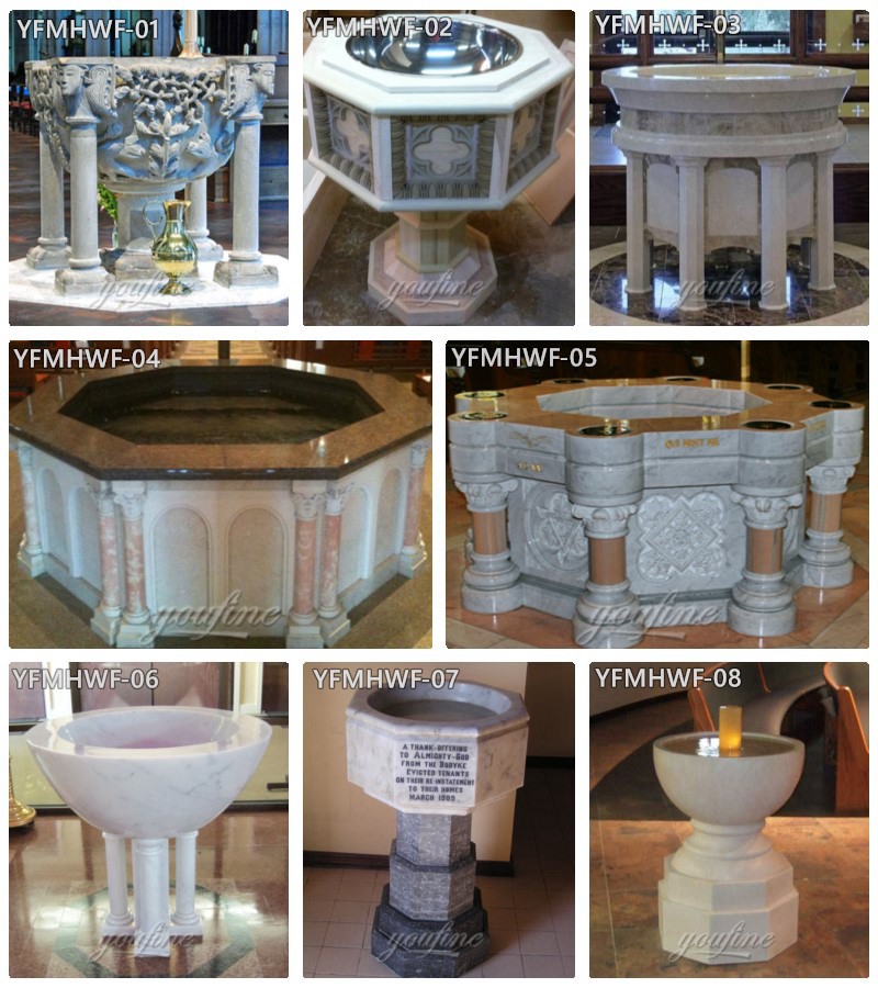 Various Marble Baptismal Fonts
