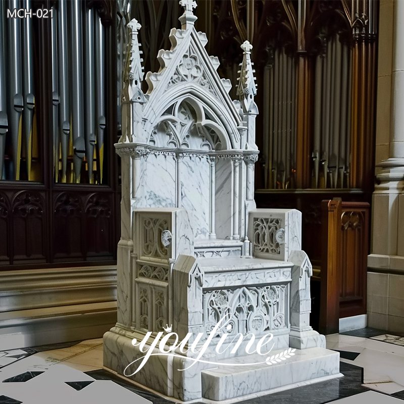 White Custom Marble Bishop Throne Chair for Church