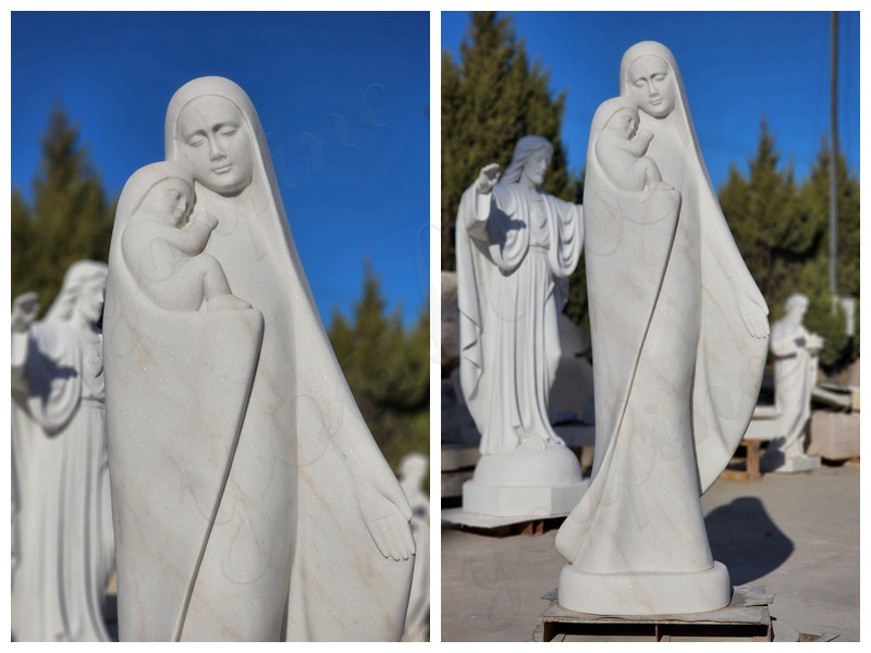 Marble Mary and Jesus Statue Details