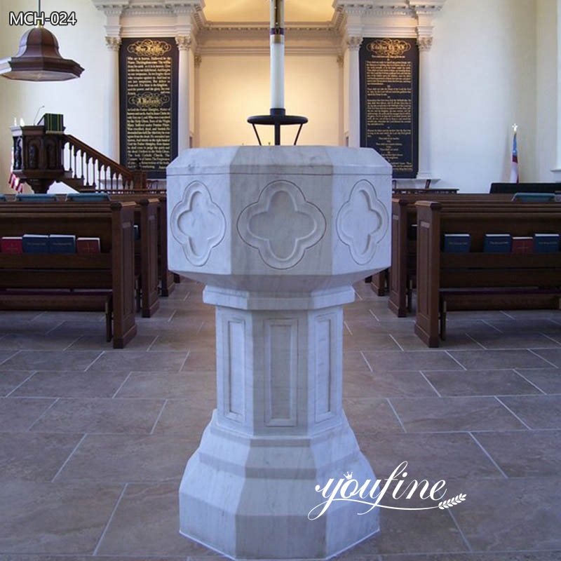 White Catholic Marble Church Font for Sale